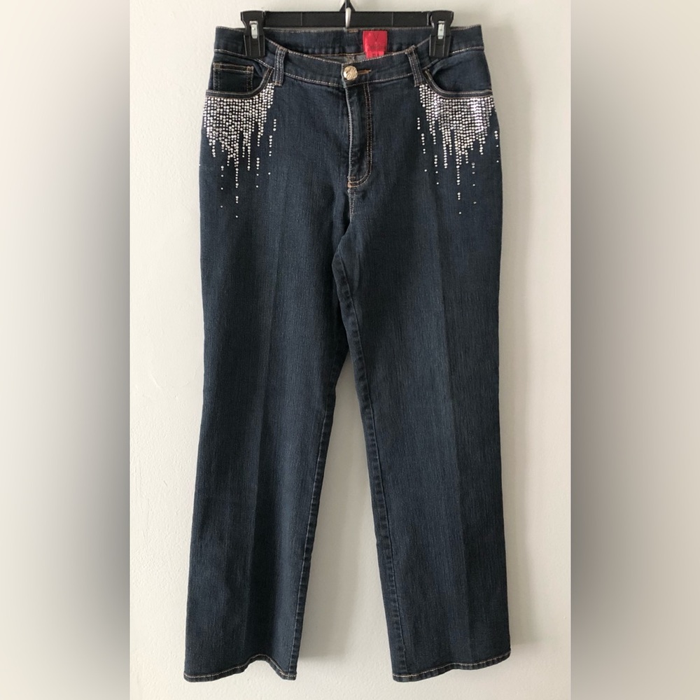 🔥V Cristina Y2K Rhinestone Straight Leg Jeans 10